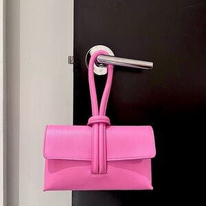 Italian Pink Leather Crossbody Bag | Convertible Clutch Shoulder Purse Handmade